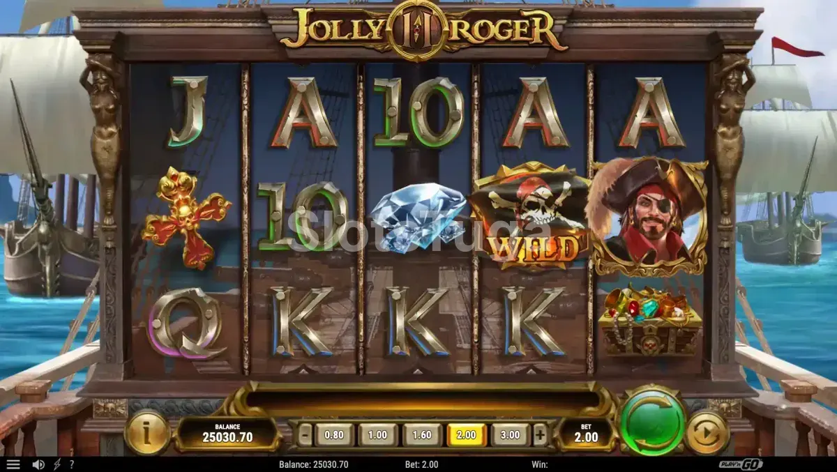 Segunda tela de jogo base da slot Jolly Roger 2 com wilds ativos