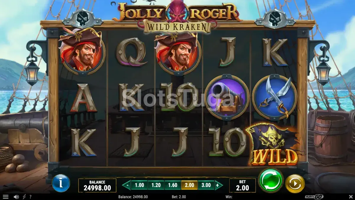 Tela principal do Jolly Roger Wild Kraken mostrando o convés do navio pirata