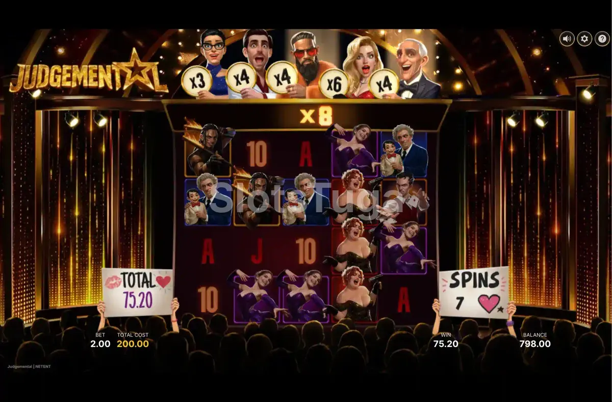Free spins em andamento na slot Judgemental com juízes ativos