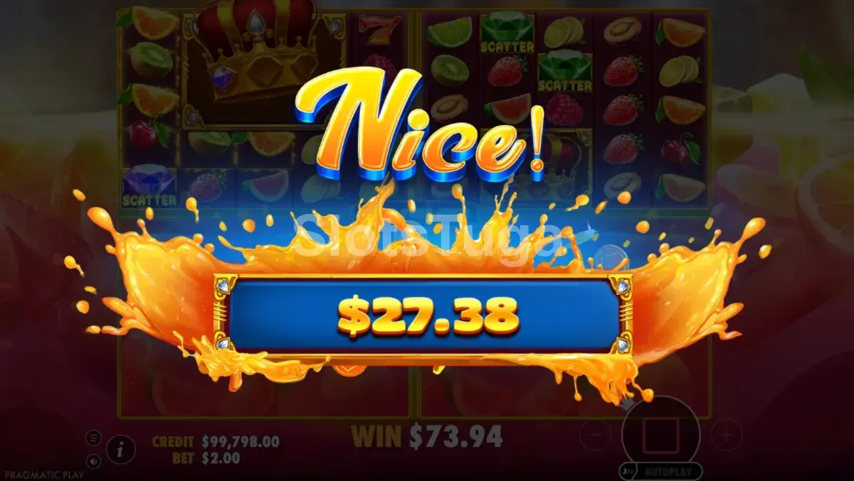 Grande vitória na slot Juicy Fruits Multihold com multiplicadores acumulados