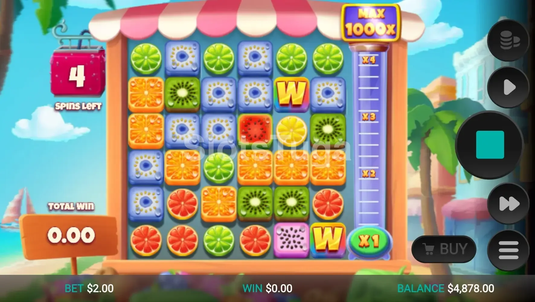 Rodadas grátis ativas na slot Jumbo Juicy com multiplicador acumulado