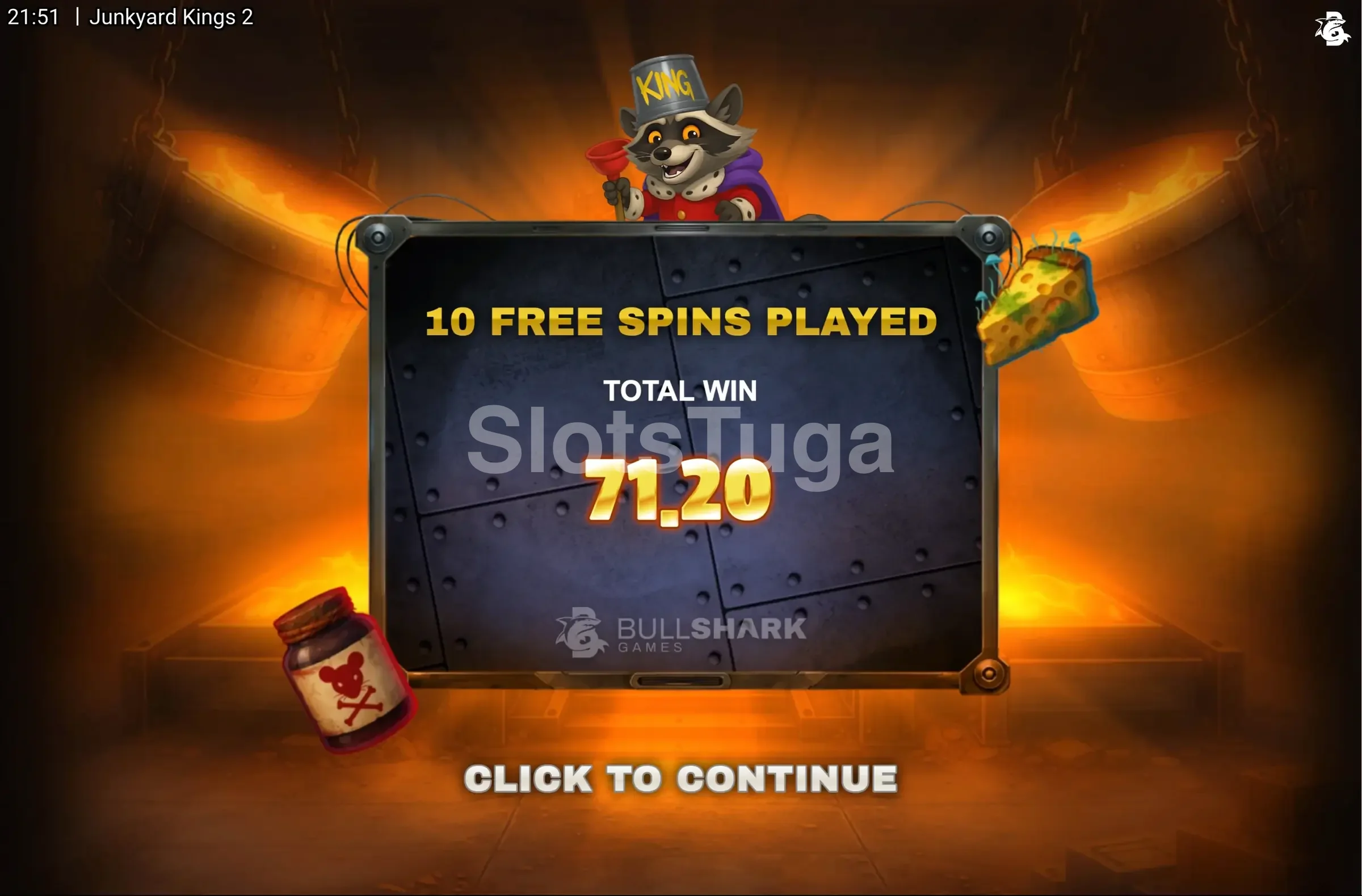 Grande vitória no Junkyard Kings 2 com multiplicador elevado na tela