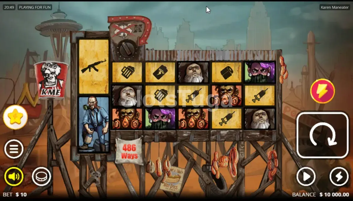 Tela principal do jogo Karen Maneater com os rouleaux em exibição