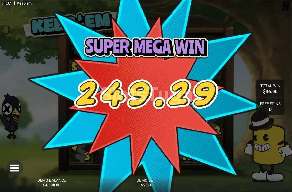 Grande vitória na slot Keep 'Em com multiplicador alto