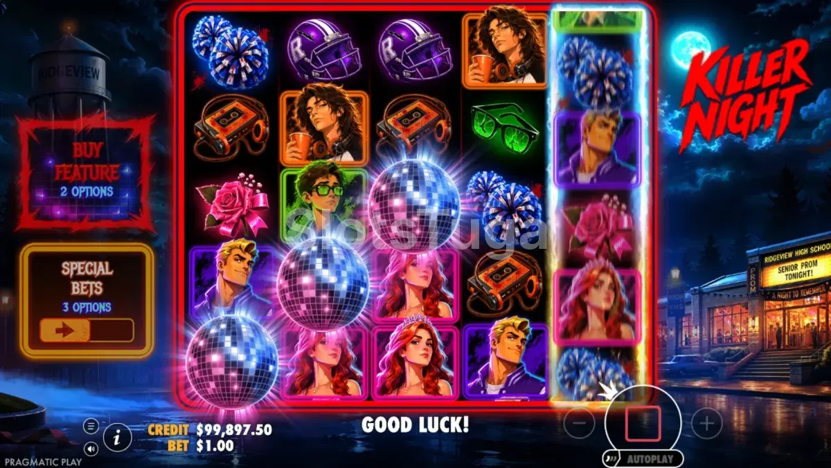 Scatters bola de espelhos a aterrar em Killer Night