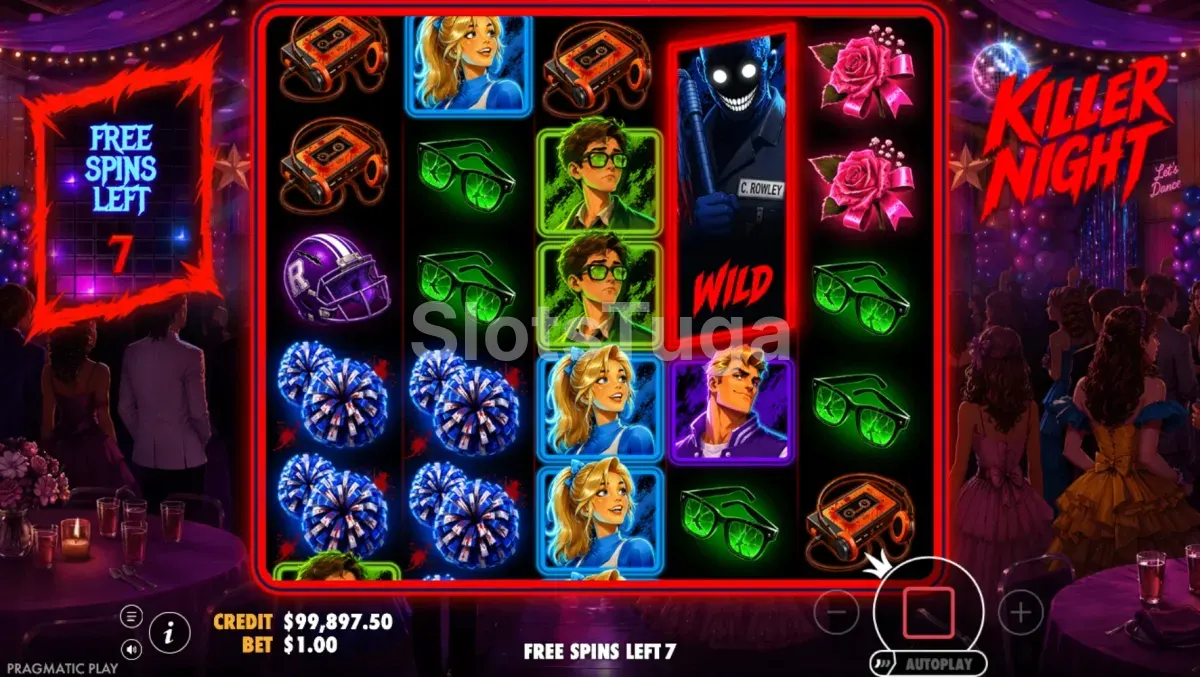 Ronda de rodadas grátis de Killer Night com wilds multiplicadores