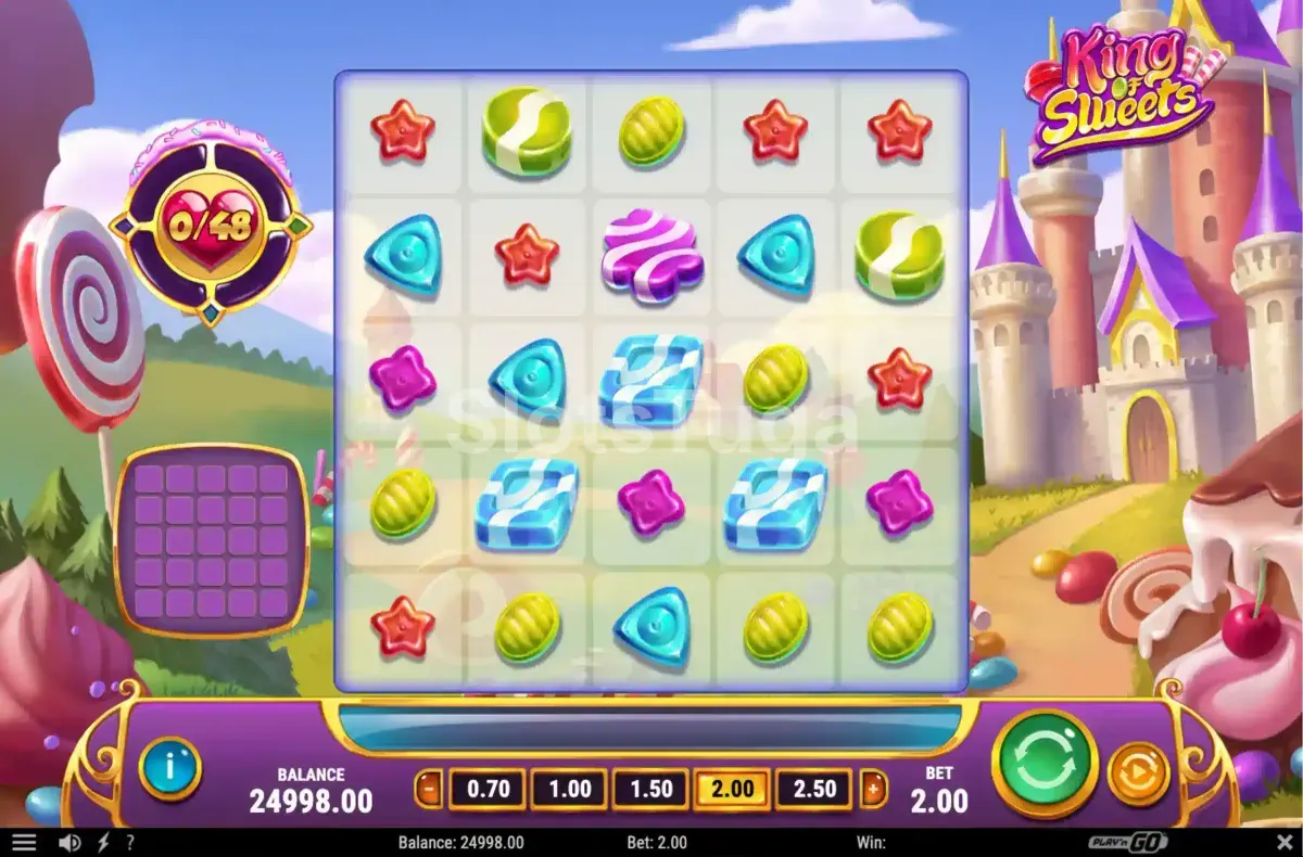 Jogo base da King of Sweets com os rouleaux cheios de doces coloridos