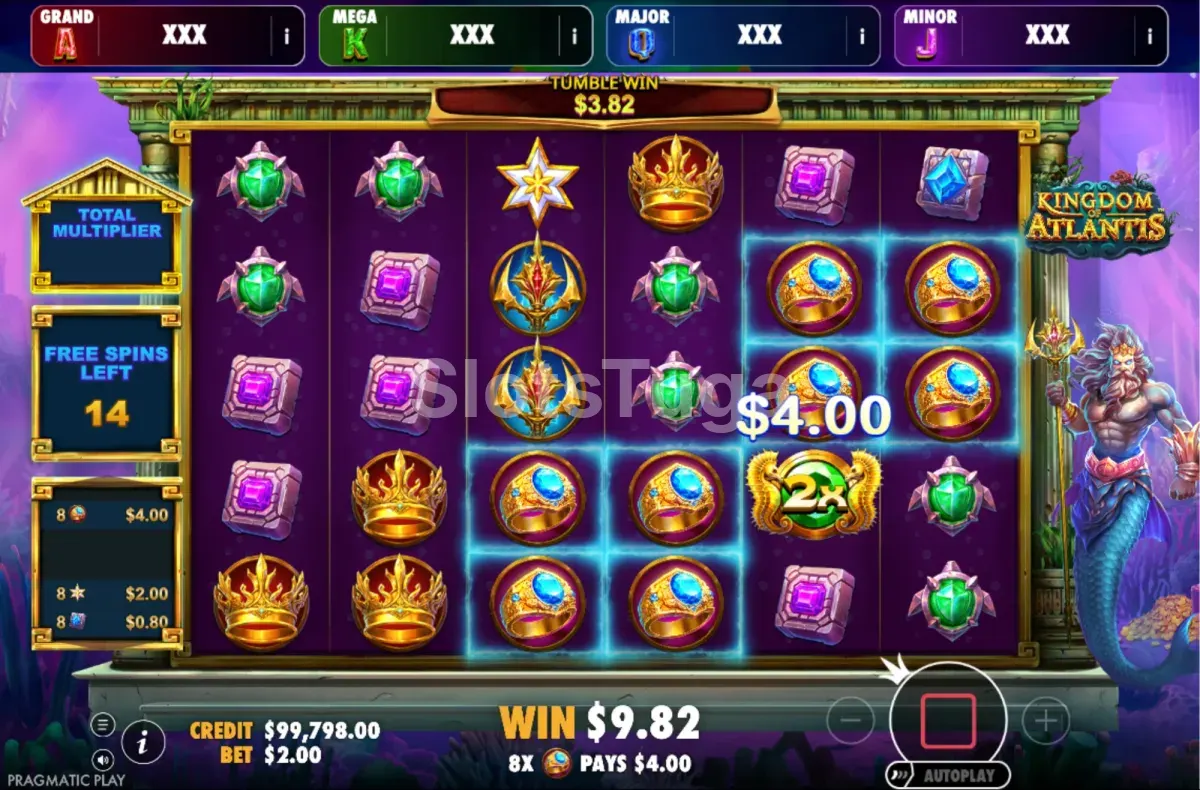 Giros grátis de Kingdom of Atlantis com multiplicador global acumulado