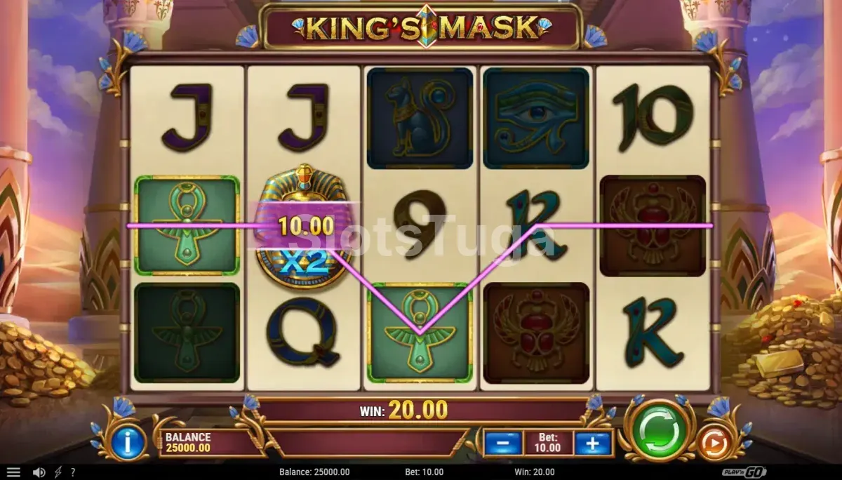Resultado de rodada com vitória na King's Mask durante as rodadas grátis