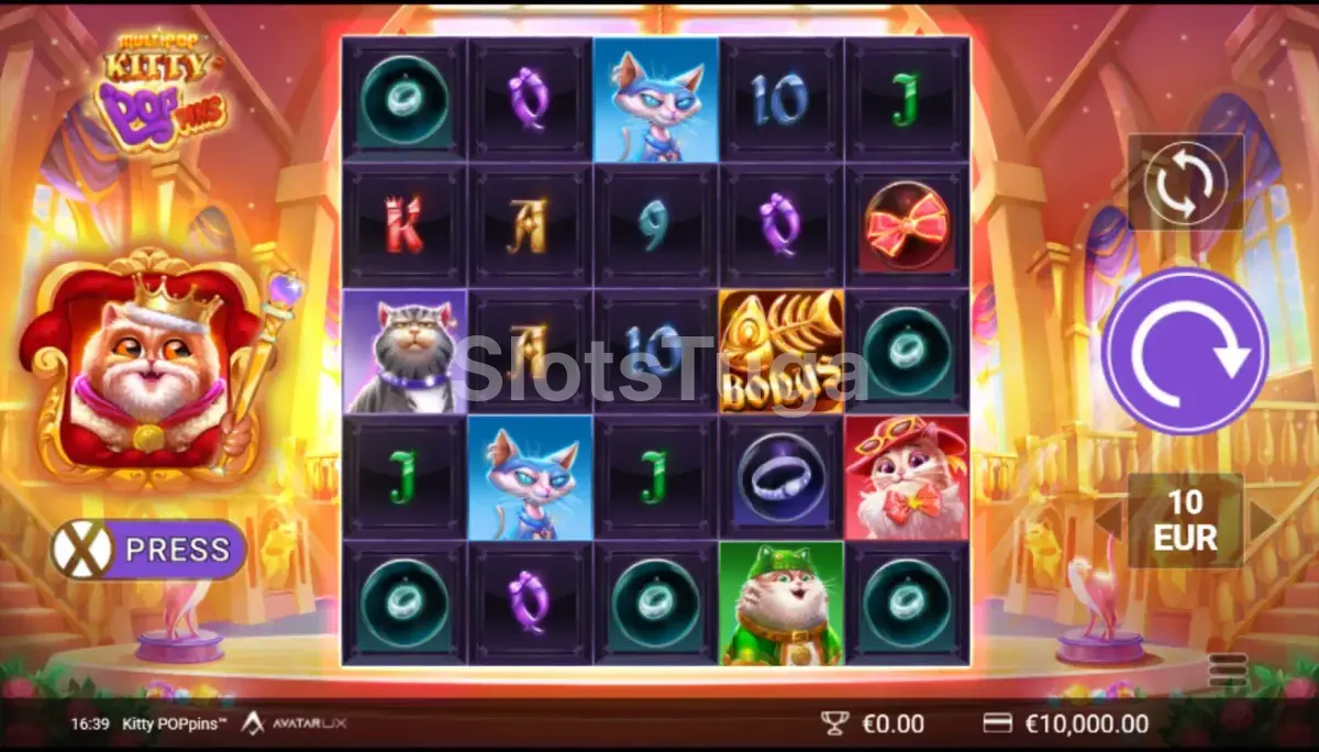 Jogo base da Kitty POPpins com símbolos de gatinha na tela
