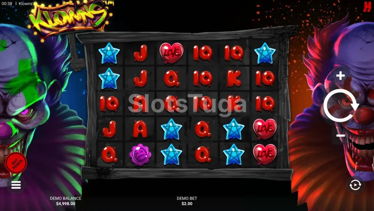 Jogo base da slot Klowns - palhaços no grid 6x5
