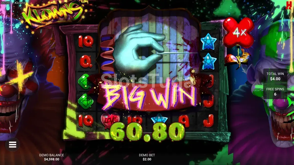 Grande vitória na slot Klowns - multiplicadores no máximo