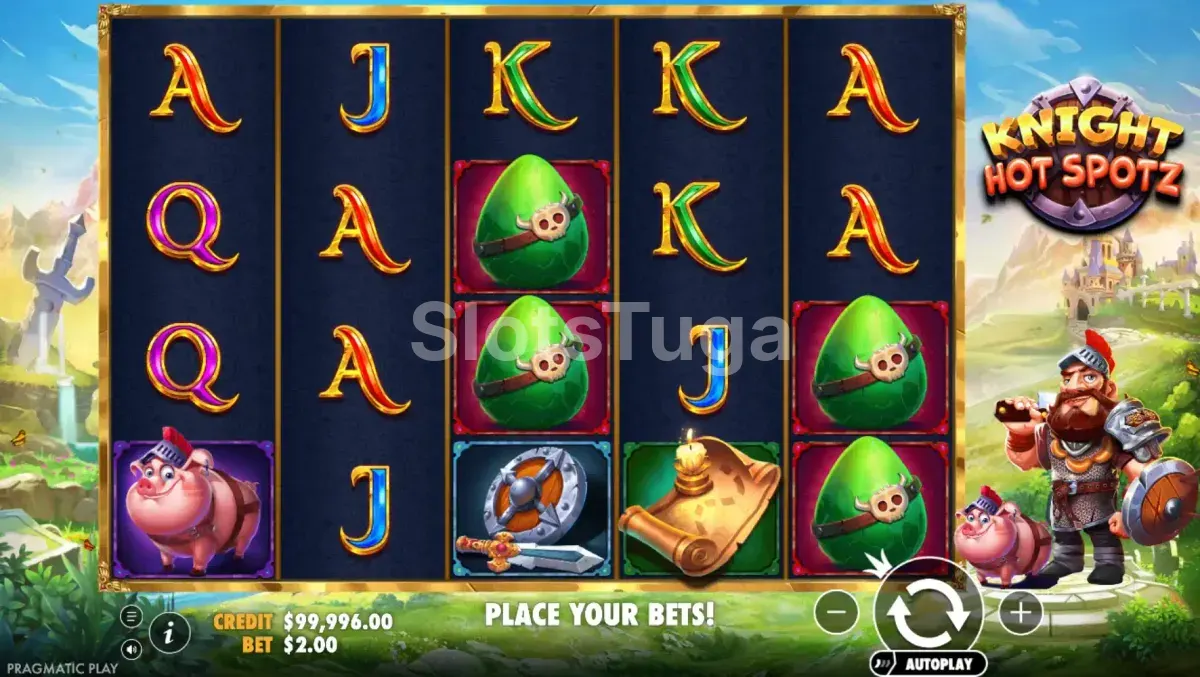 Round de giros grátis no Knight Hot Spotz em ação