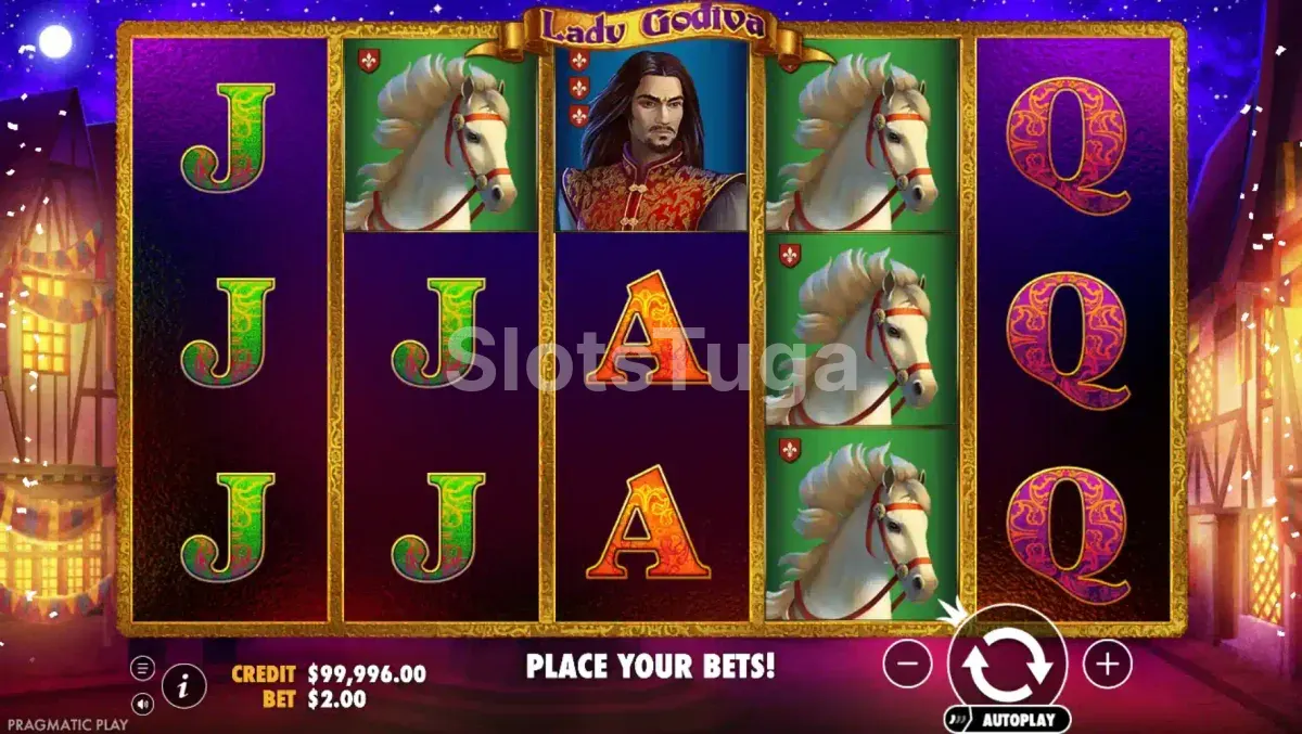 Segunda tela de jogo da Lady Godiva mostrando os rouleaux durante uma rodada