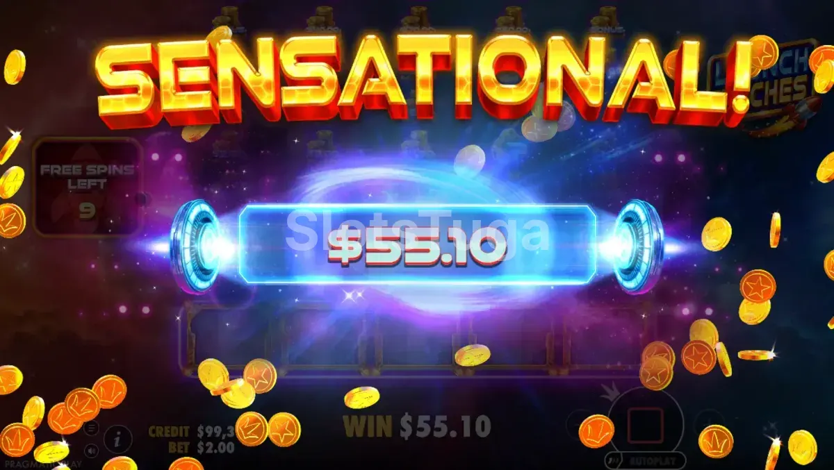Grande vitória na slot Launch to Riches com multiplicador máximo