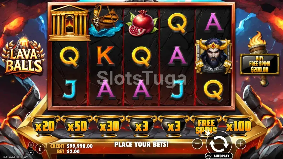 Jogo base da slot Lava Balls da Pragmatic Play