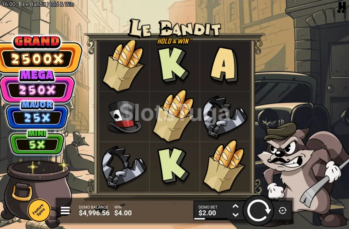 Jogo base de Le Bandit Hold & Win com grade 3x3 compacta