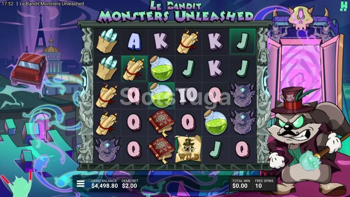 Ecrã de rodadas grátis de Le Bandit Monsters Unleashed