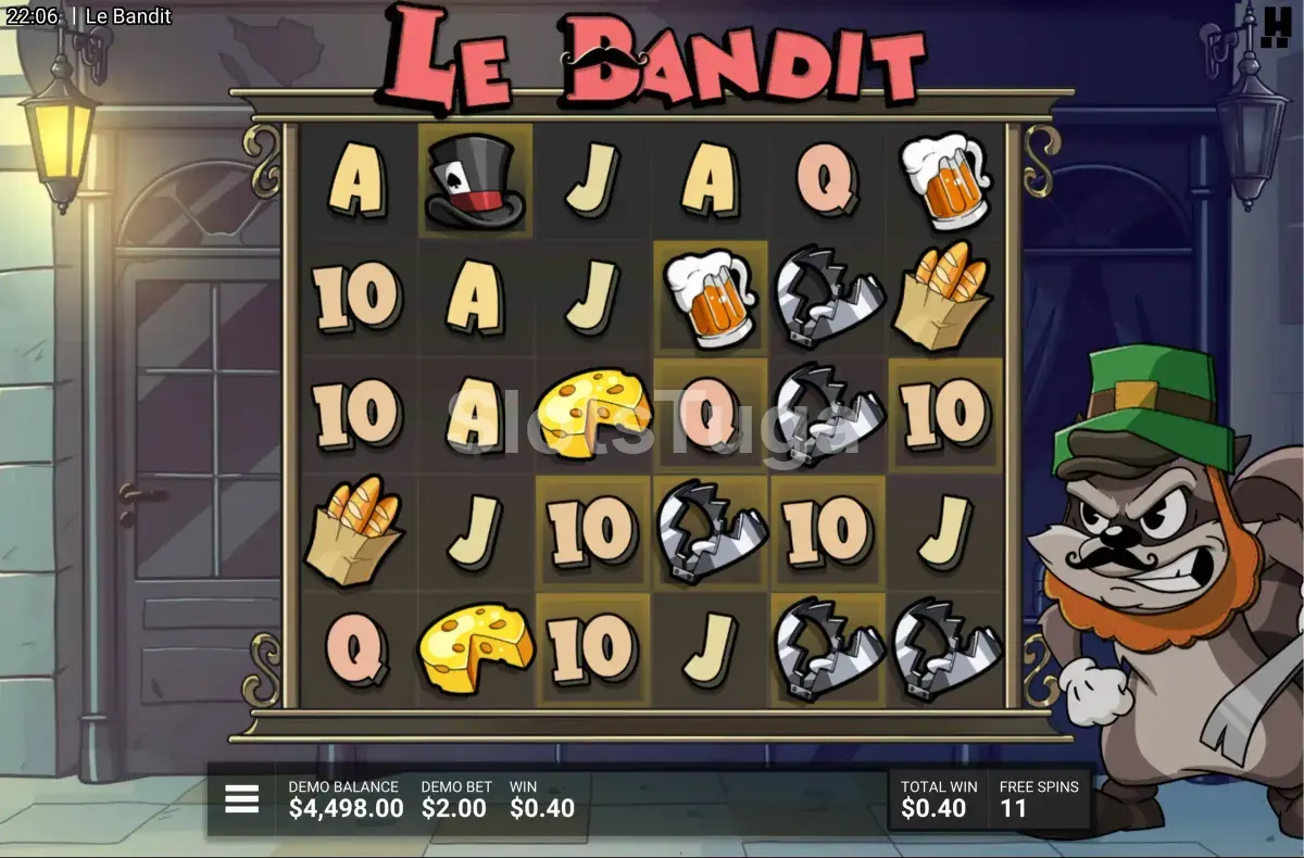 Modo de Free Spins ativado no Le Bandit com multiplicadores em destaque