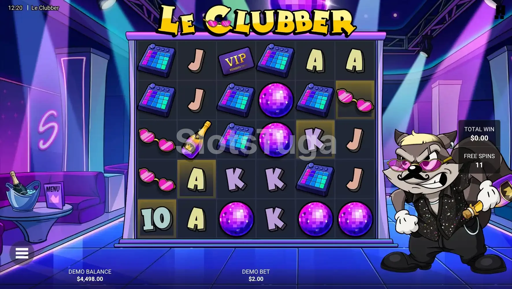Ronda de free spins de Le Clubber na pista de dança