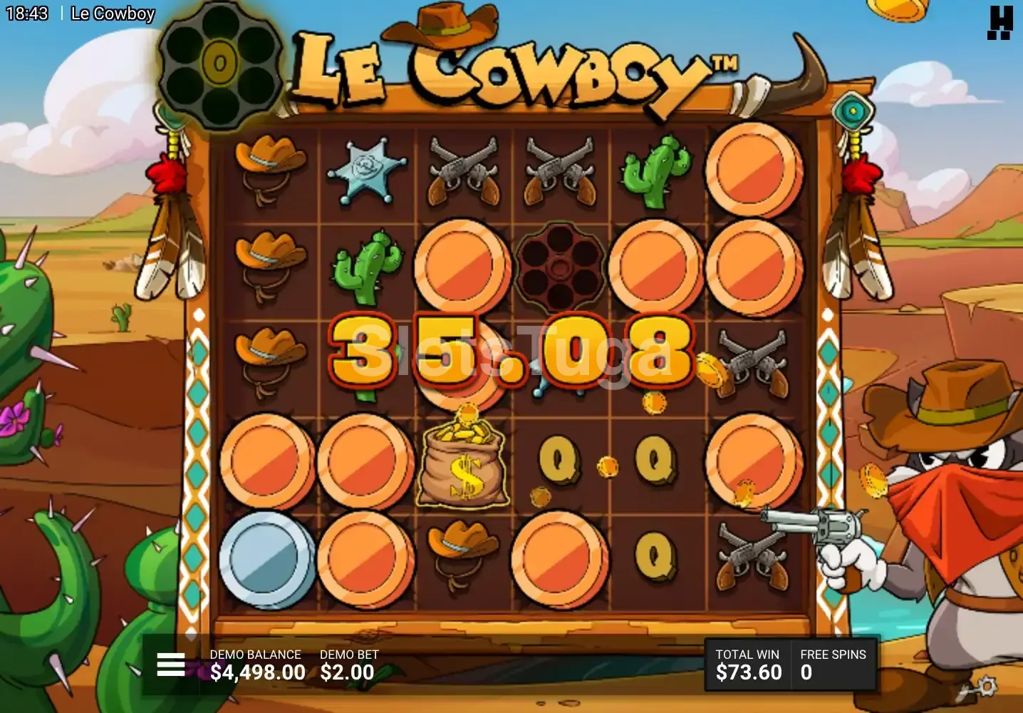 Tela de grande vitória no Le Cowboy mostrando prêmio expressivo