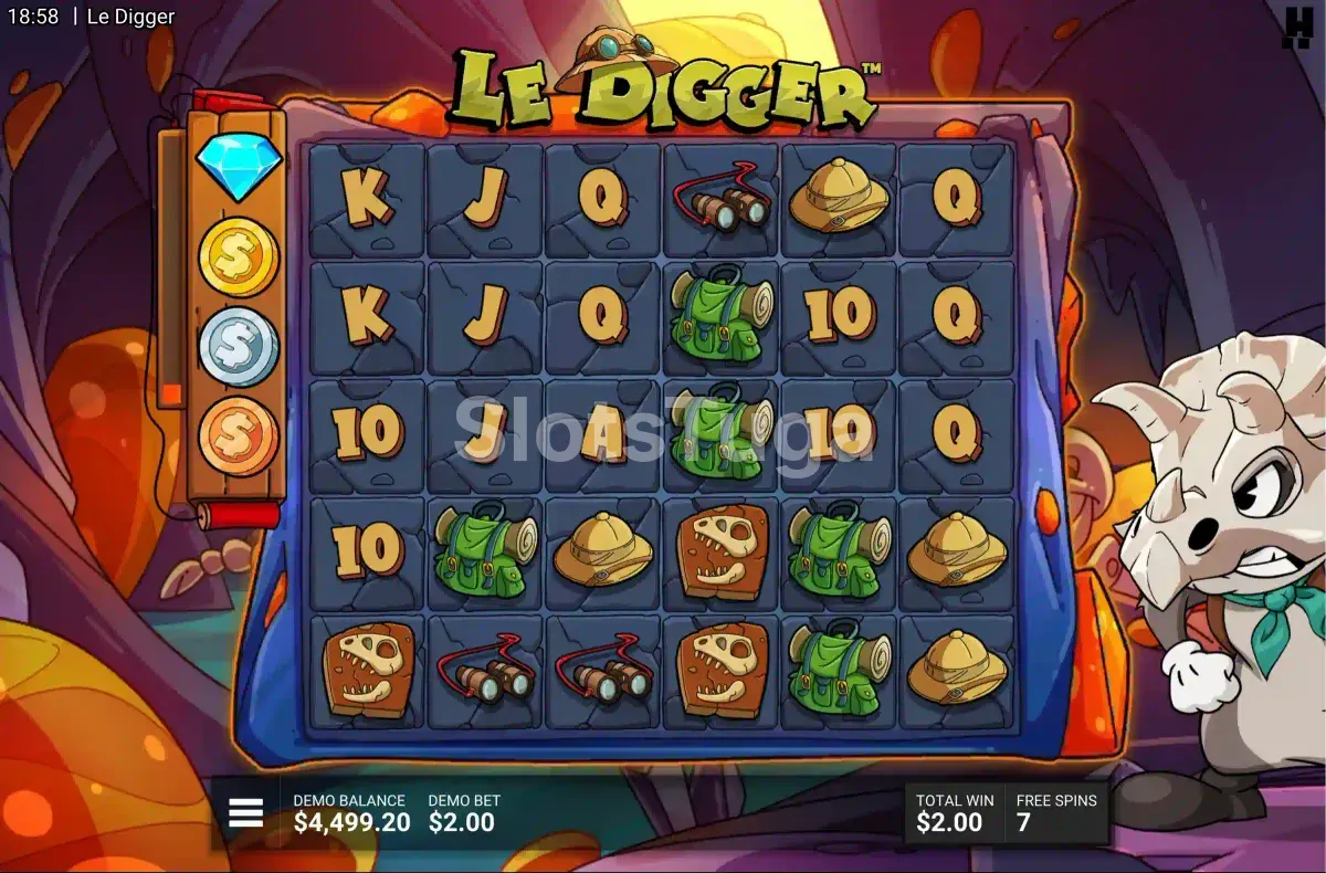 Rodadas grátis do Le Digger com multiplicadores ativados