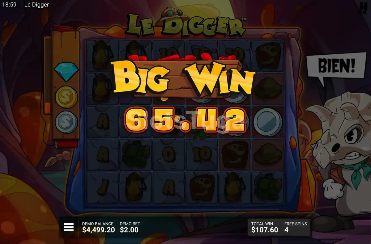 Grande vitória no Le Digger com multiplicador alto na tela