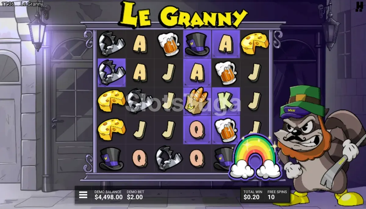Ecrã de rodadas grátis de Le Granny em curso
