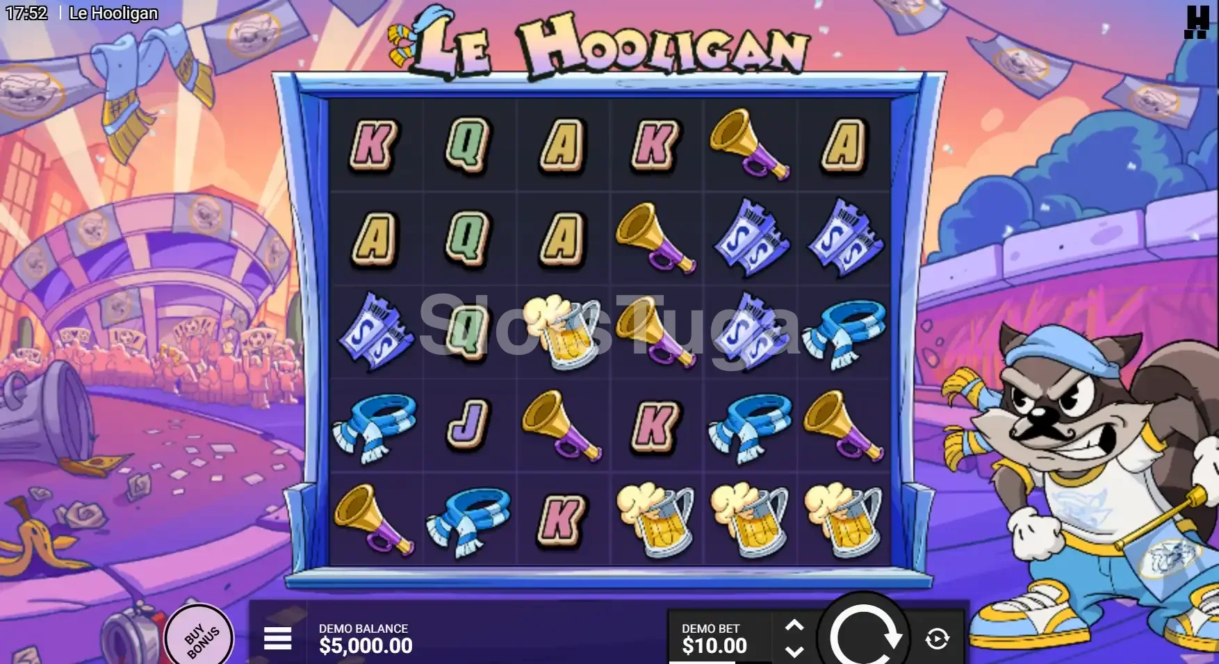 Jogo base do Le Hooligan com rouleaux e símbolos em ação