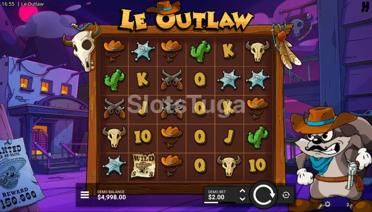 Base game de Le Outlaw com grelha 6x5 e temática western