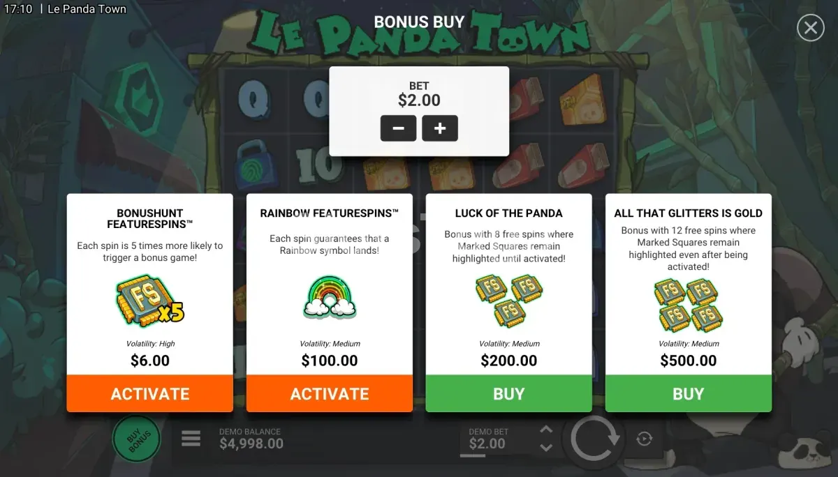 compra do bónus em Le Panda Town