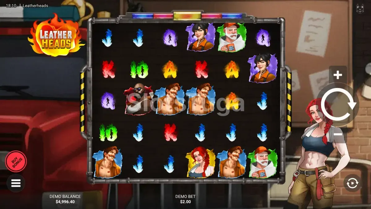 Jogo base da slot Leatherheads da Hacksaw Gaming