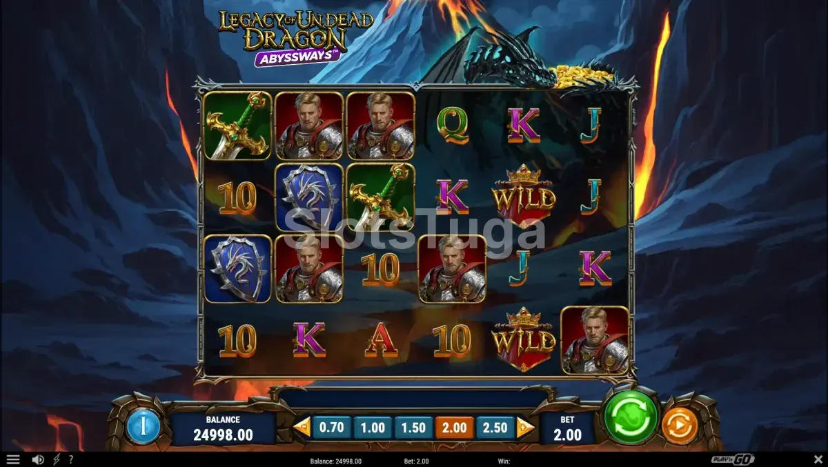 Jogo base do Legacy of Undead Dragon Abyssways com o dragão no topo da grade
