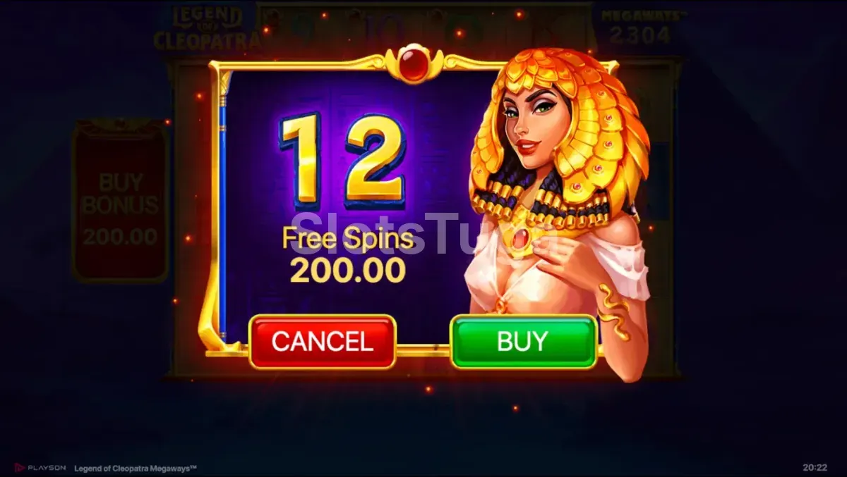 Opção de compra de bônus no Legend of Cleopatra Megaways
