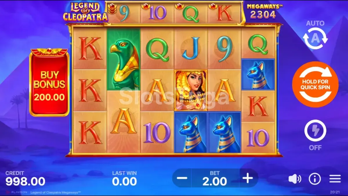 Jogo base do Legend of Cleopatra Megaways em ação
