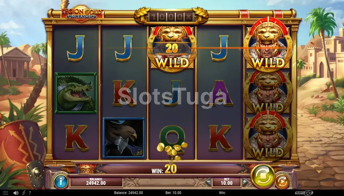 Resultado de giro com combinação vencedora no Legion Gold Unleashed