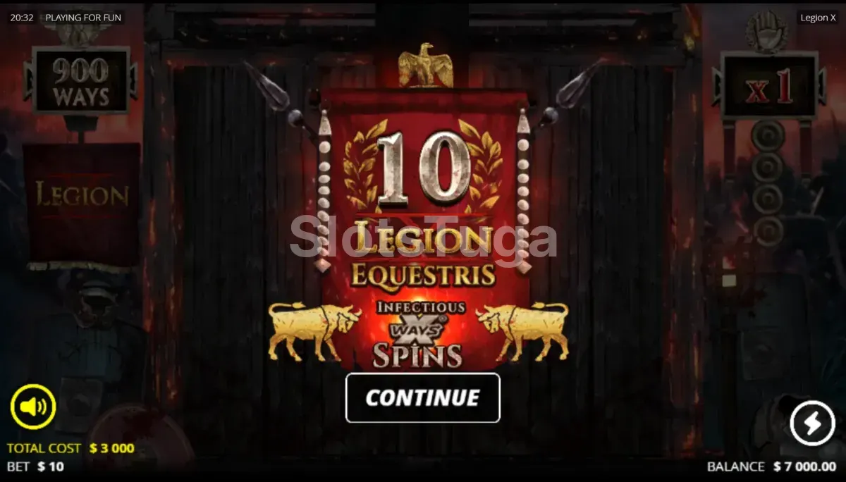 Rodadas grátis da Legion X com multiplicadores acumulando