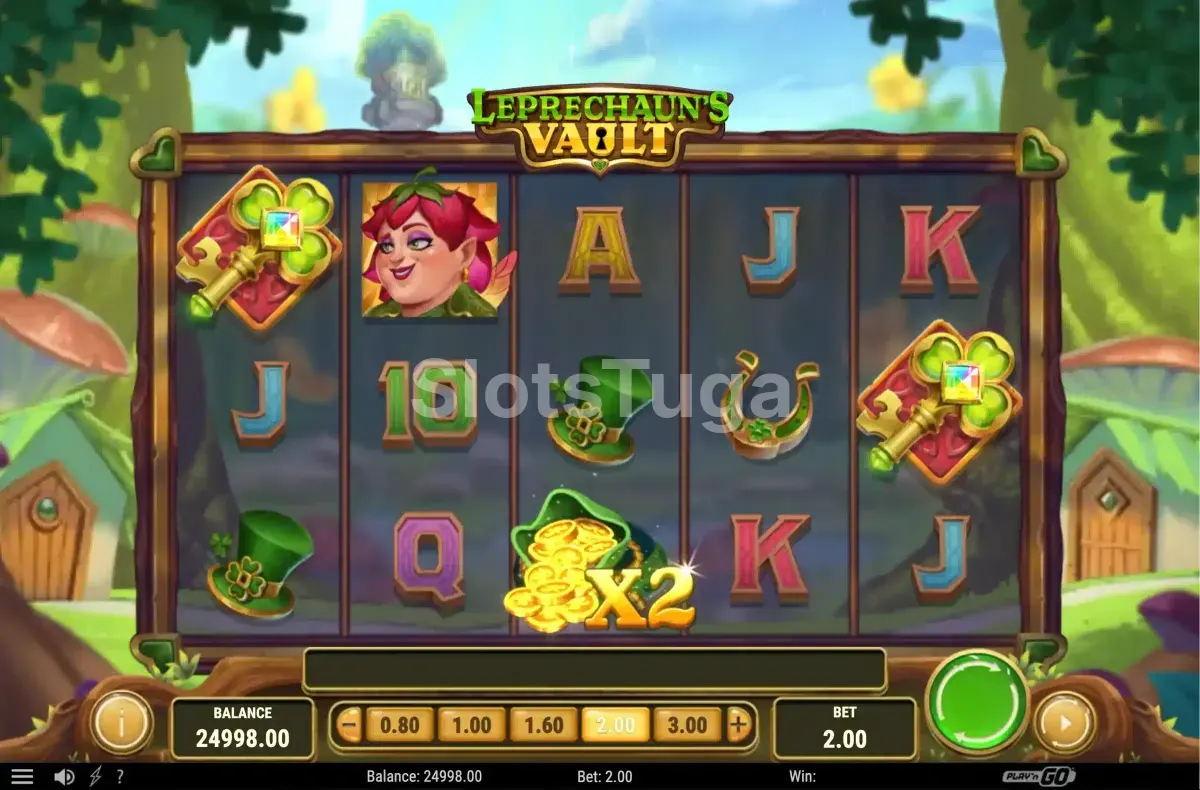 Tela inicial do jogo Leprechaun's Vault com os rouleaux em destaque
