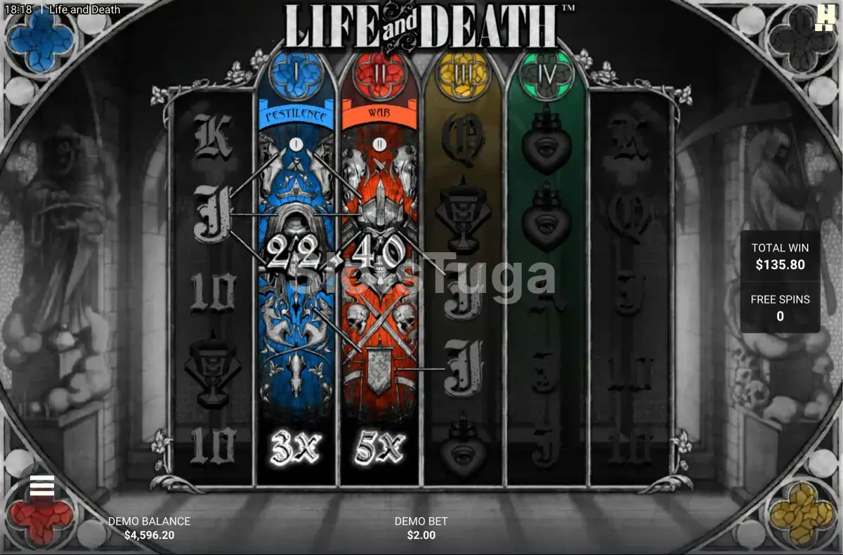 Rodadas grátis ativadas no Life and Death com multiplicadores