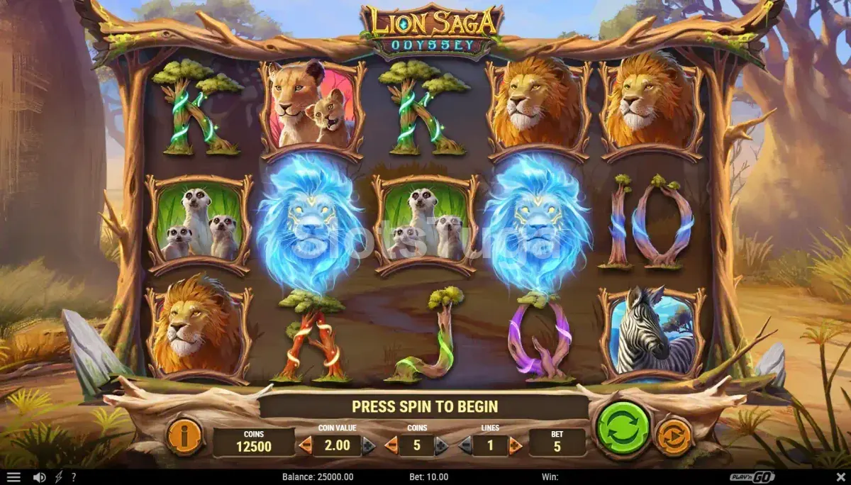 Jogo base do Lion Saga Odyssey na savana africana