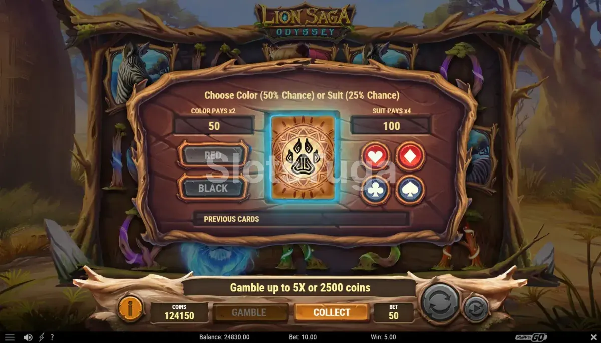 Função Gamble com escolha de cartas no Lion Saga Odyssey