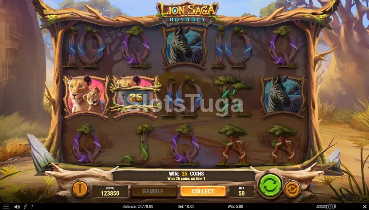 Resultado de giro com símbolo expansivo no Lion Saga Odyssey