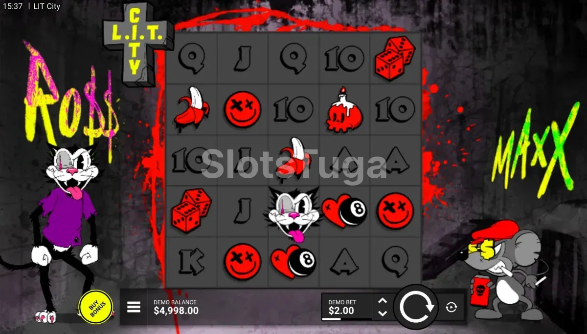 Jogo base de LIT City com a grelha 5x5 visível