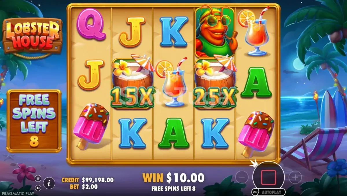 Free spins em andamento na slot Lobster House
