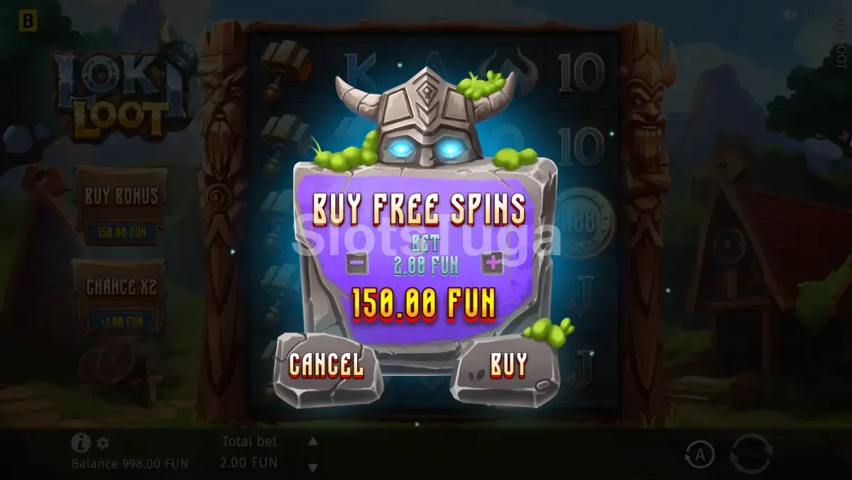 Tela de compra de bônus do Loki Loot com opções disponíveis