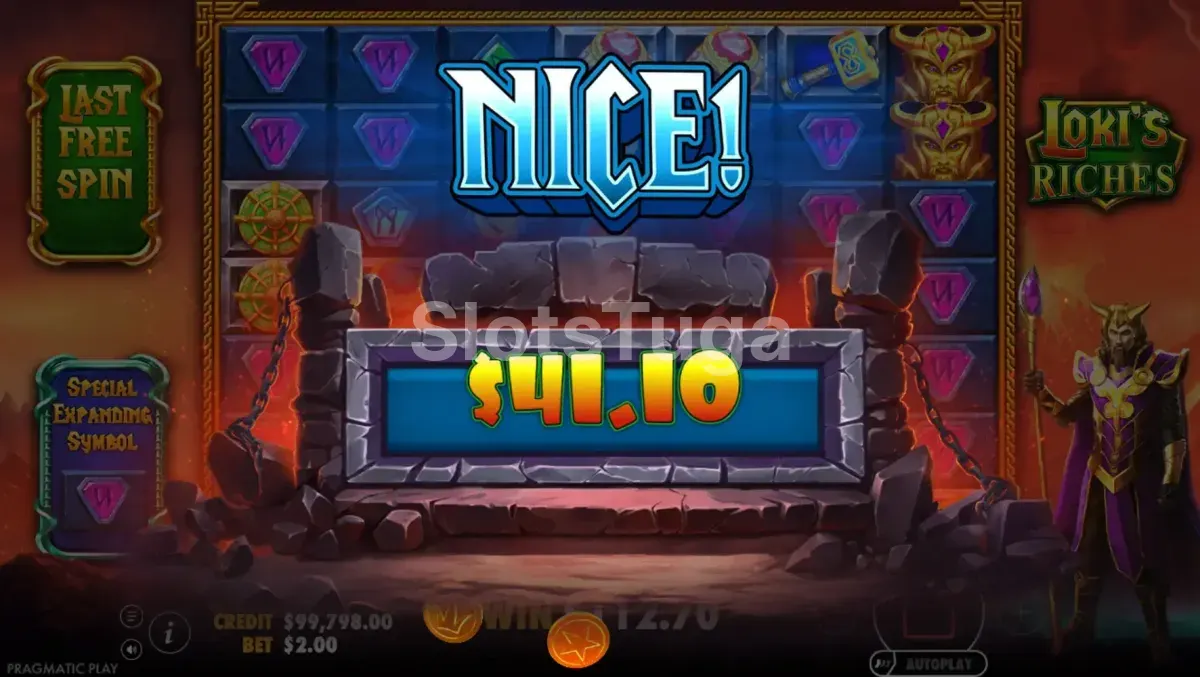 Grande vitória na slot Loki's Riches com cluster de símbolos dourados