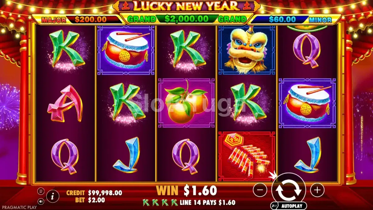 Jogo base da slot Lucky New Year da Pragmatic Play