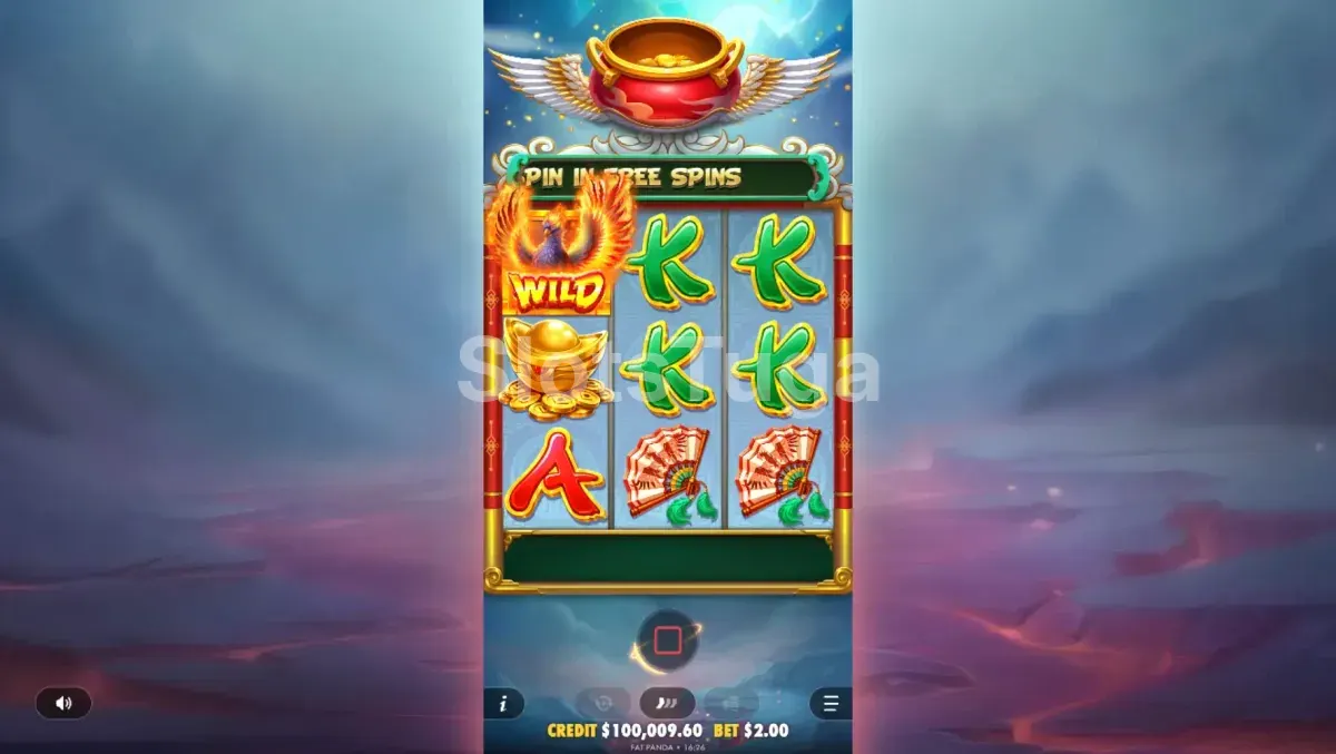 Modo de giros grátis do Lucky Phoenix com multiplicador ativo na tela