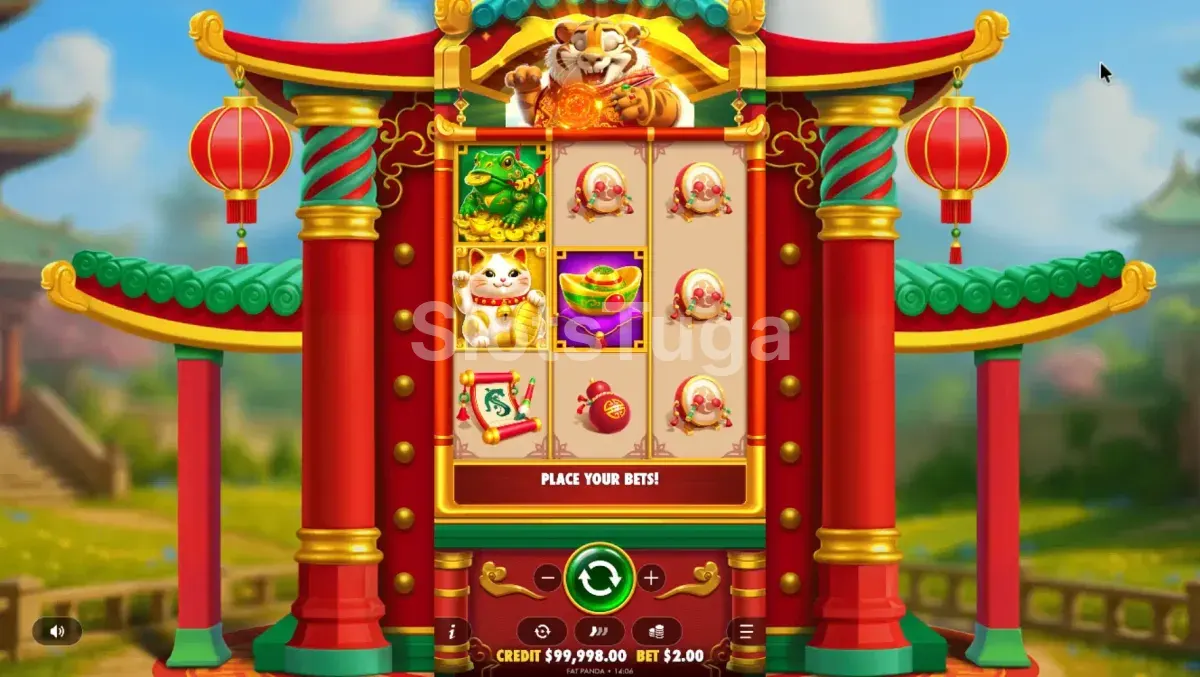 Jogo base da Lucky Tiger Gold com os três rouleaux dourados