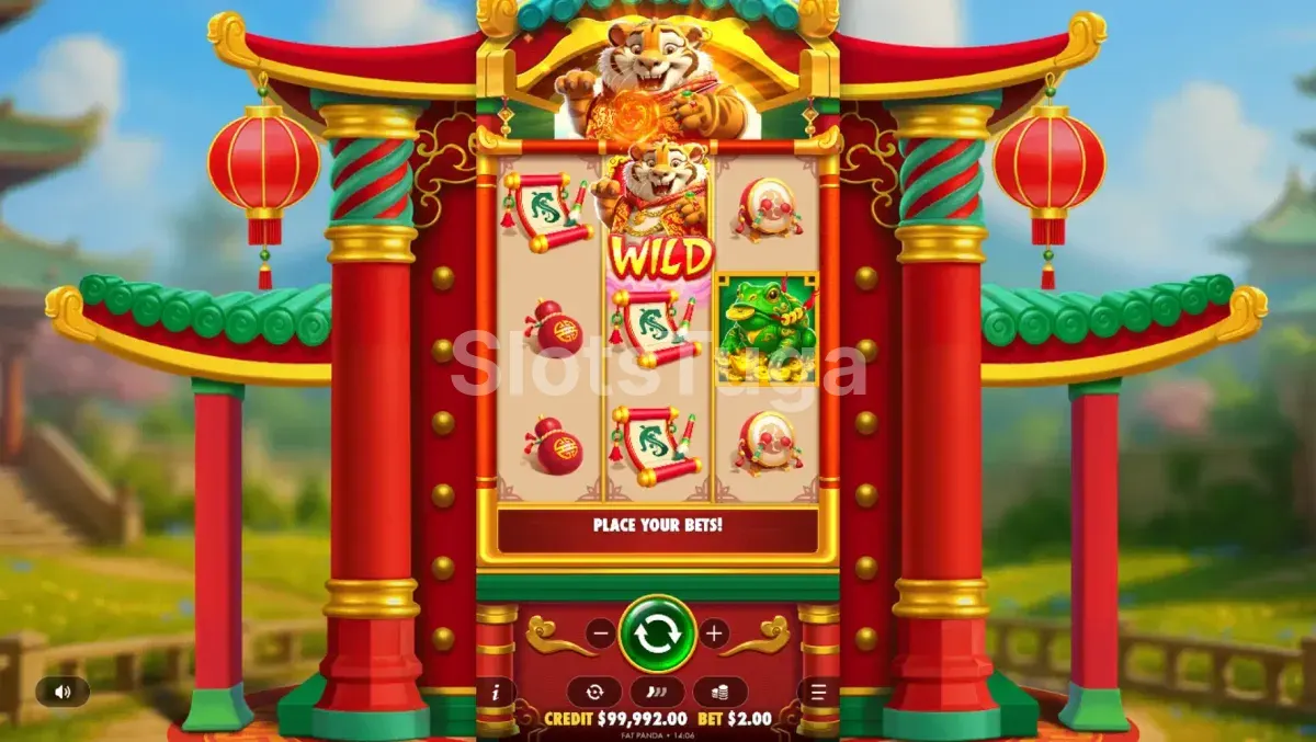 Símbolo Wild do tigre na Lucky Tiger Gold em ação